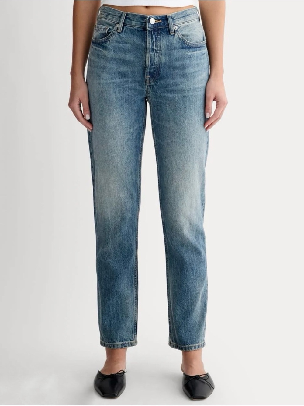 Everlane The 90s Cheeky Straight Crop Jeans 27 Regular Medium Wash Organic Cotto
